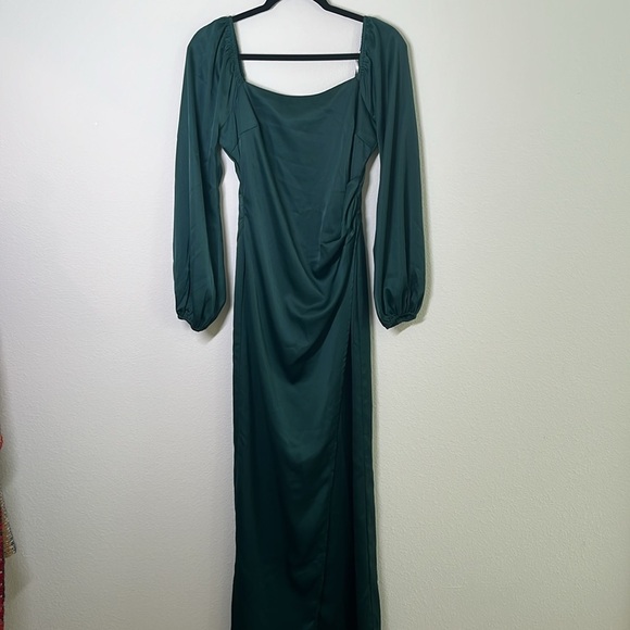 Lulus Eternal Heart Emerald Green Satin Maxi Dress | Size Small - Picture 5 of 11